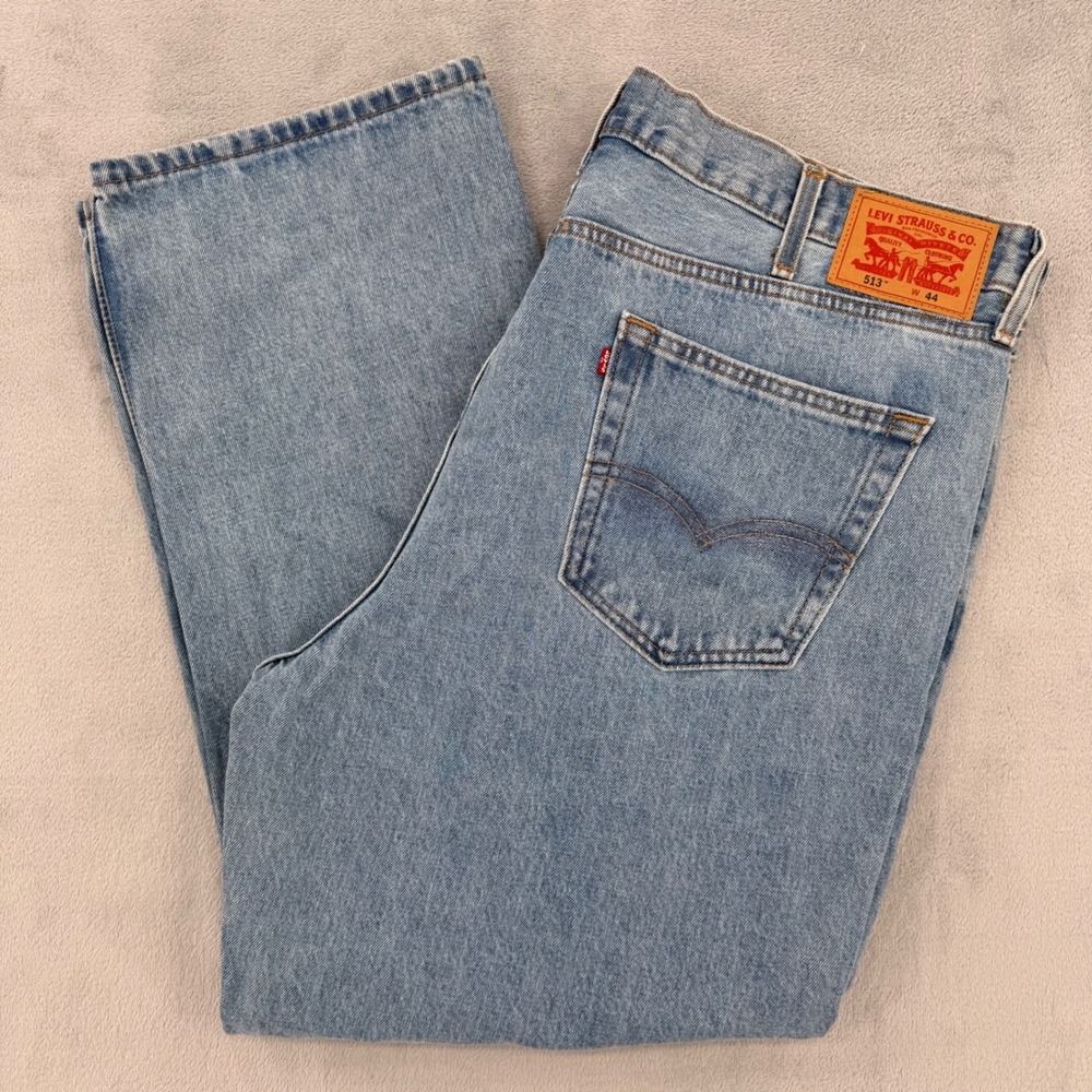 Levis 513 Slim Straight Light Wash Denim Jeans Mens Size 44